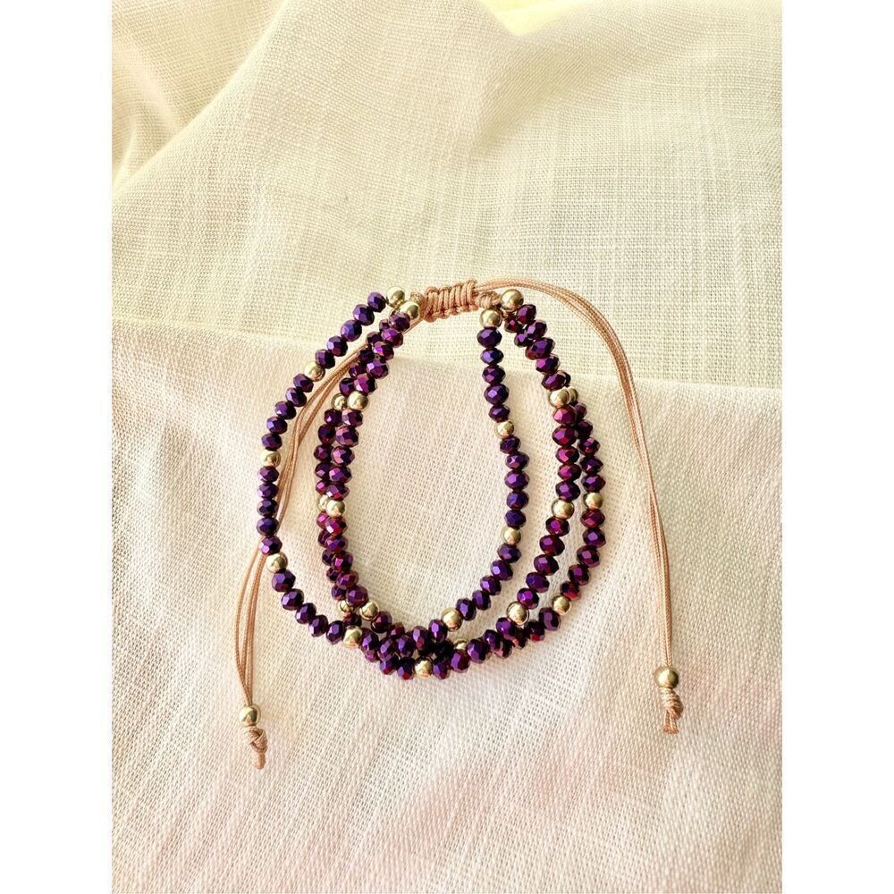 Iridescent purple friendship beaded bohemian friendship bracelet